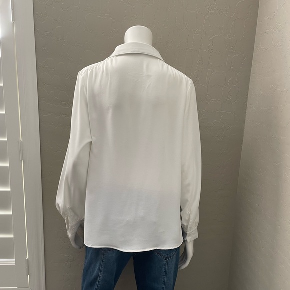 #4 White Button Flap Pocket Blouse w/Gathered Sleeves - Picture 3 of 7